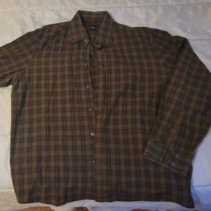 Boss Mens brown and black plaid xxl long sleeve casual dress shirt